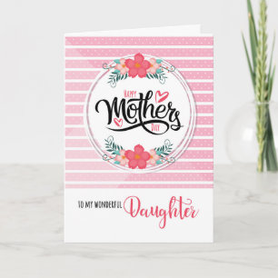 For Daughter on Mother's Day Pink Bontanical Card