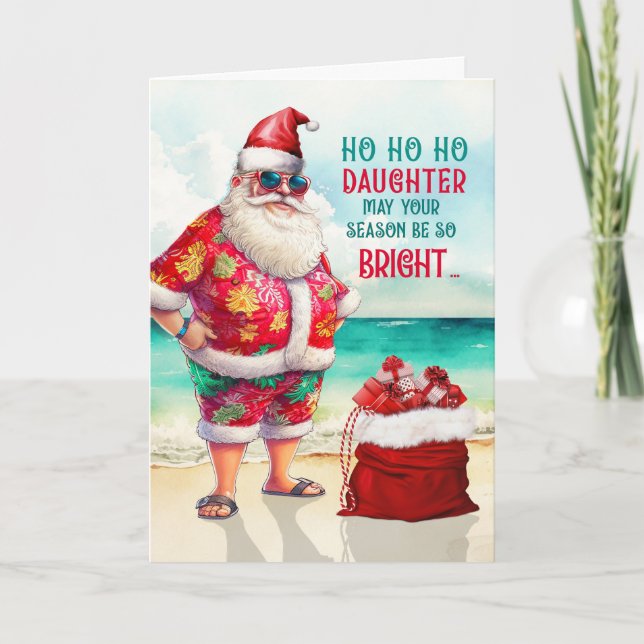 for Daughter Santa in Sunglasses Funny Christmas Holiday Card (Front)