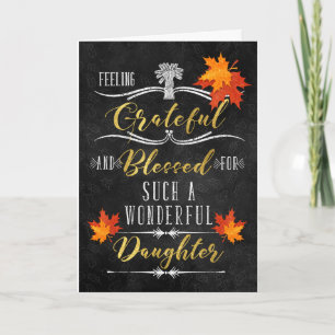 for Daughter Thanksgiving Blessings Chalkboard Holiday Card