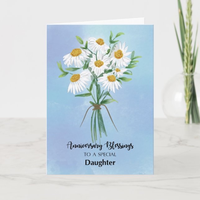 For Daughter Wedding Anniversary Blessings Bouquet Card (Front)
