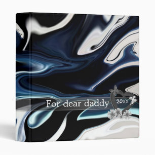 For dear daddy, Marble background, blue and black 3 Ring Binder