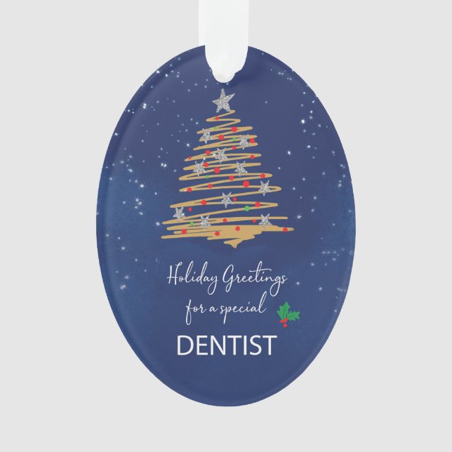 For Dentist Christmas Tree Customizable Name Ornament (Front)