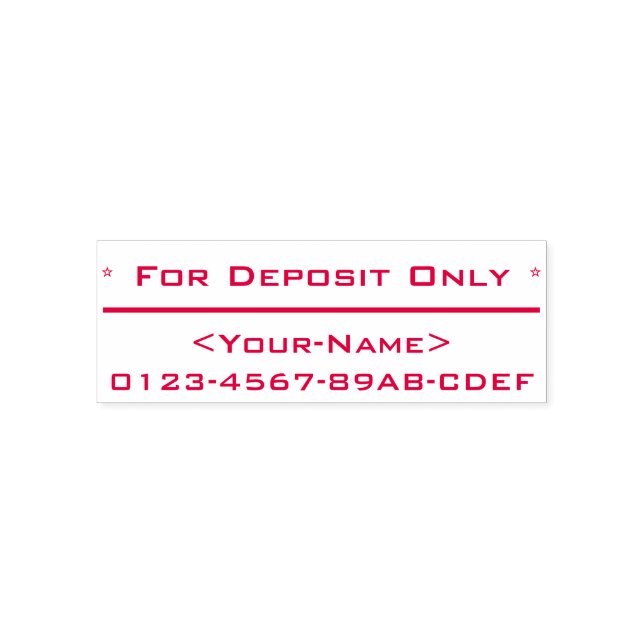 "For Deposit Only" and Name Rubber Stamp (Design)