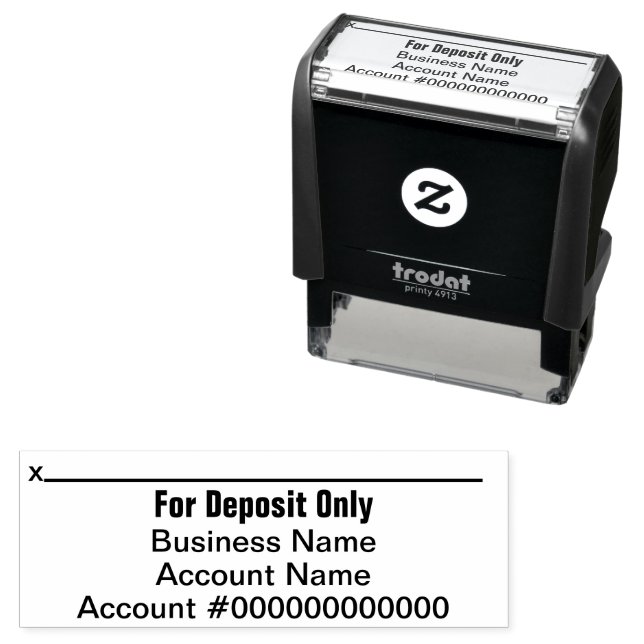 For Deposit Only Business Acct Name Signature Line Self-inking Stamp (In Situ)