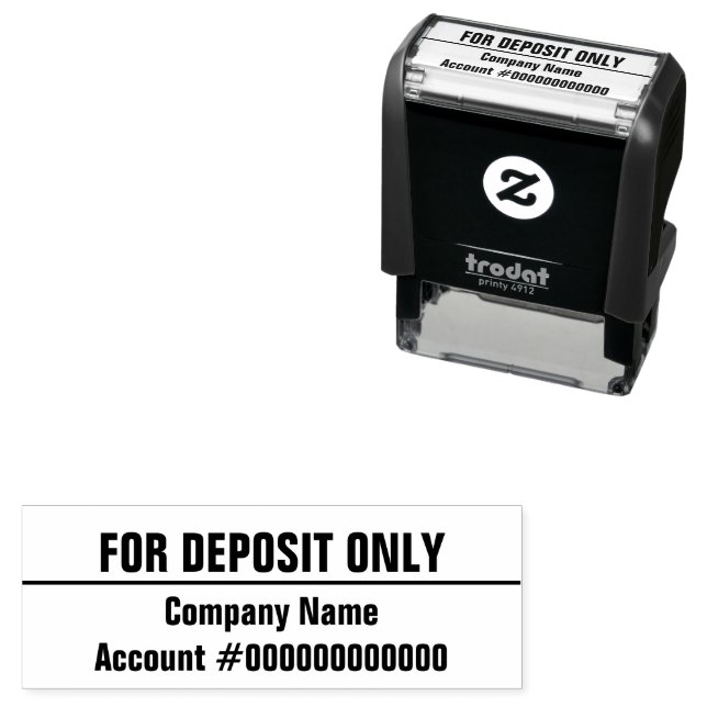 For Deposit Only Business Name Account Number Bold Self-inking Stamp (In Situ)