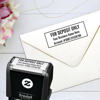 For Deposit Only Business Name Bank Account Number Self-inking Stamp by Standard_Studio at Zazzle