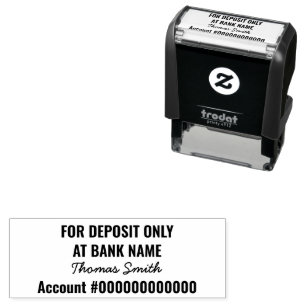 For Deposit Only Cursive Name Bank Account Number Self-inking Stamp