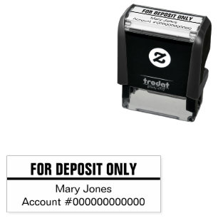 For Deposit Only Name Bank Account Number Self-inking Stamp