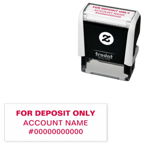 For Deposit Only Red Self Inking Rubber Stamp