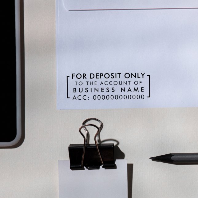 For Deposit Only | Simple Business Bank Account Self-inking Stamp (Rubber Stamp Mock-up)