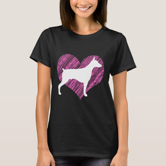 For Doberman Dog Lovers I Love Doberman Dog T-Shirt (Front)