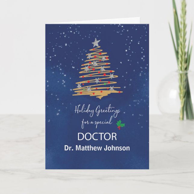 For Doctor Christmas Tree Customizable Name Card (Front)
