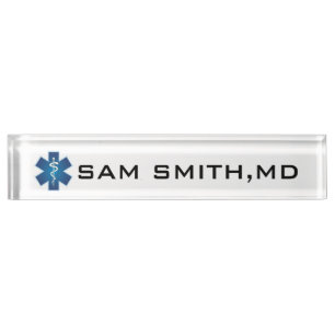 For Doctors and Nurses. Medical Caduceus. Desk Name Plate