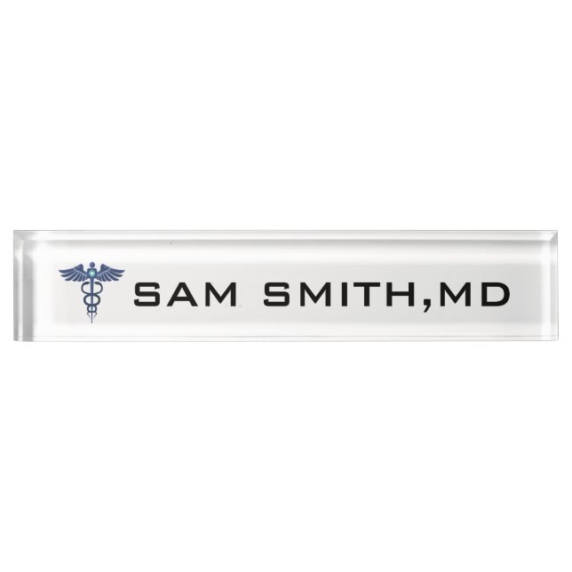For Doctors and Nurses. Medical Caduceus. Desk Name Plate (Front)