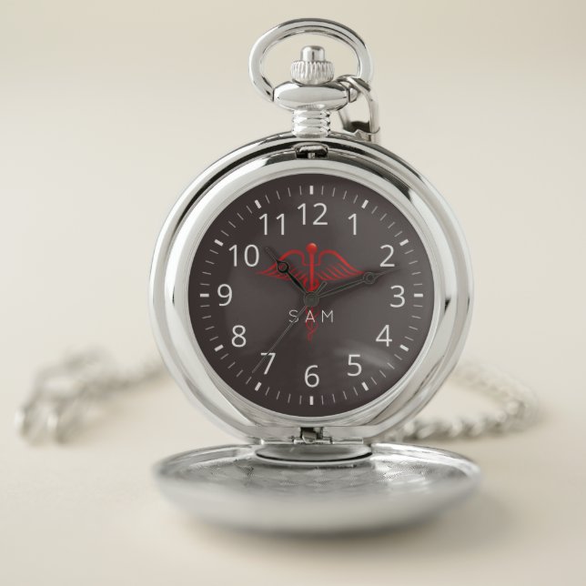 For Doctors and Nurses. Medical Caduceus. Pocket Watch (Inside)