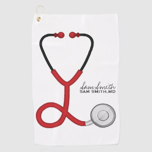 For Doctors and Nurses Red Medical Stethoscope Golf Towel