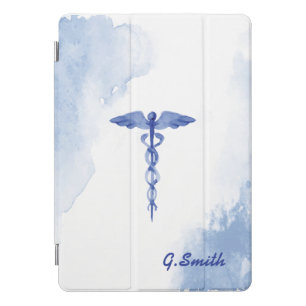 For Doctors & Nurses. Medical Caduceus Watercolor. iPad Pro Cover