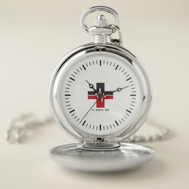 For Doctors & Nurses. Medical Cross. Pocket Watch (Inside)
