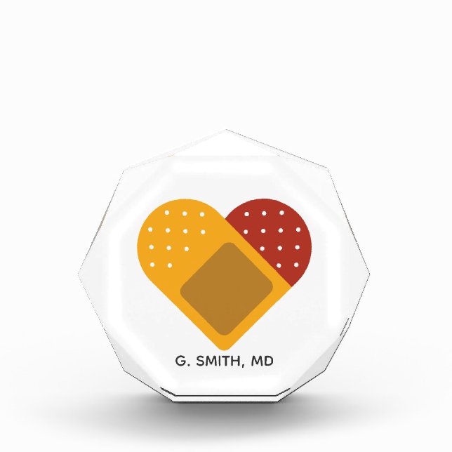 For Doctors & Nurses. Medical Heart Bandage. Acrylic Award (Front)