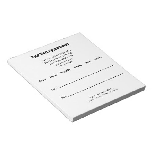 For Doctor's Office Your Next Appointment Reminder Notepad