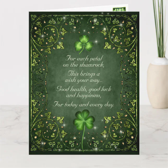 For Each Petal on the Shamrock Irish BIG Birthday Card | Zazzle