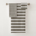 For Elegant Bathrooms – Taupe &amp; White Striped  Bath Towel Set