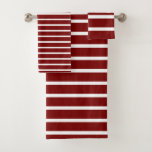 For Elegant Homes – Deep Red &amp; White Striped  Bath Towel Set