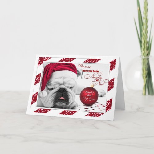 for Employee Bulldog Pet Lover Christmas Holiday Card