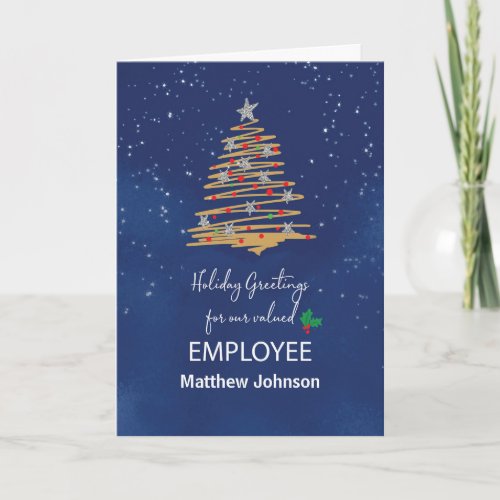 For Employee Christmas Tree Customizable Name Card