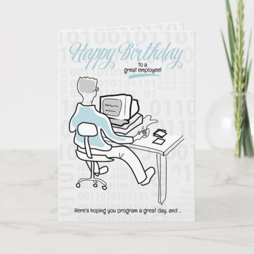 for Employee Funny Birthday Computer Guy Card