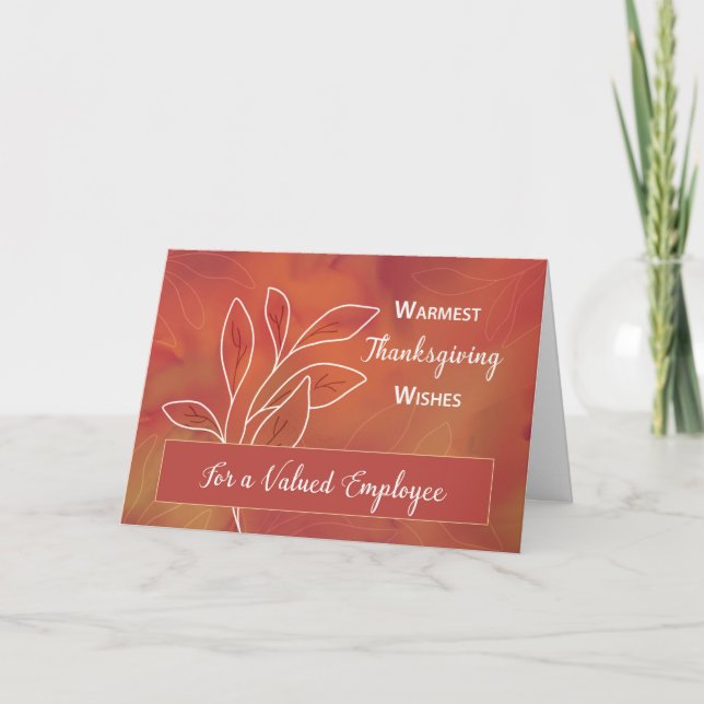 For Employee on Thanksgiving Warm Watercolor Card (Front)