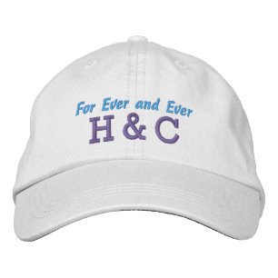 For Ever and Ever Custom Initials Blue Purple Love Embroidered Baseball Cap
