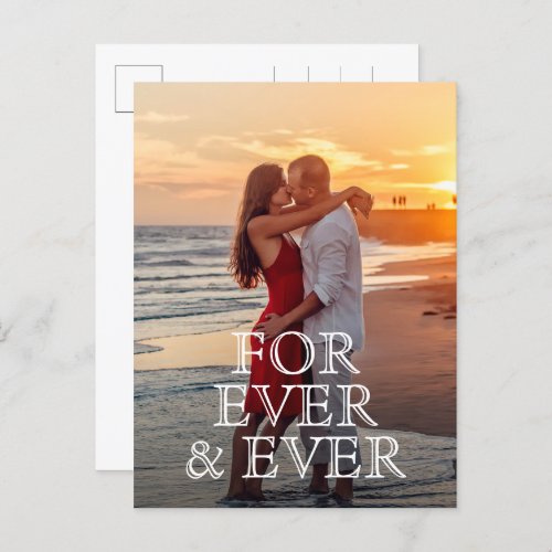 For Ever and Ever White Text Wedding Save the Date Announcement Postcard