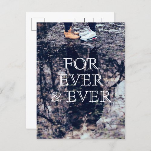 For Ever and Ever White Text Wedding Save the Date Announcement Postcard