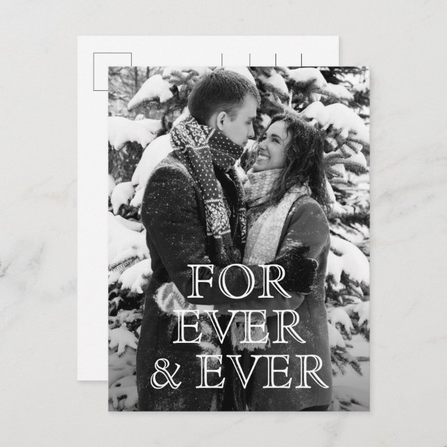 For Ever and Ever White Text Wedding Save the Date Announcement Postcard (Front/Back)