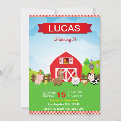 For Farm birthday invitation I go