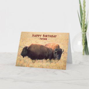 For Father Birthday with a Pair of Bison Card