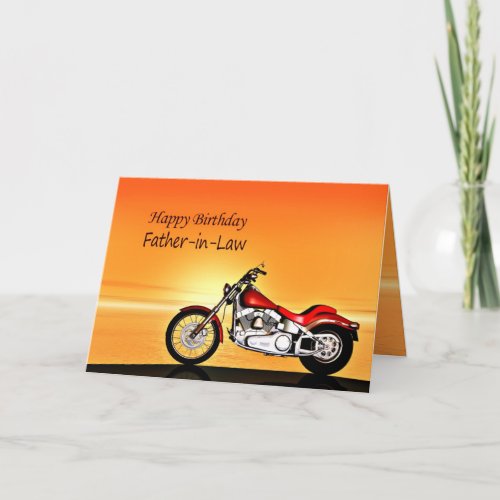 For Father_in_Law Motorcycle sunset birthday Card