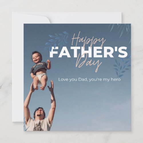 For Father On Fathers Day Elegant Leaf Design  Holiday Card