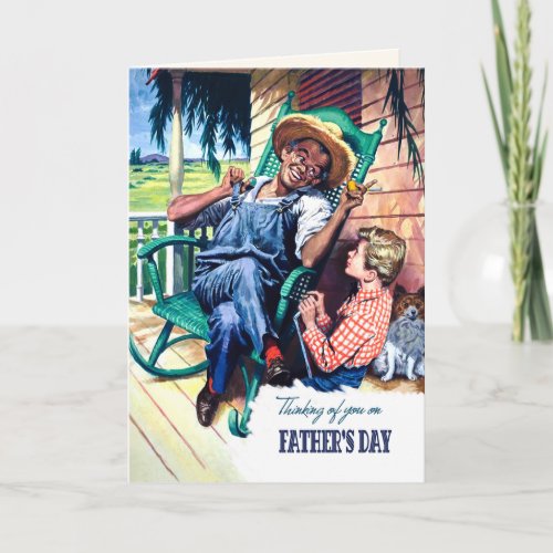 For Father on Fathers Day Vintage Art  Card