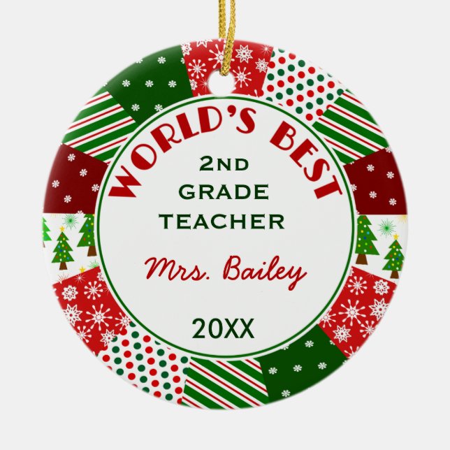For Favorite Teacher Christmas gift Ceramic Ornament (Front)