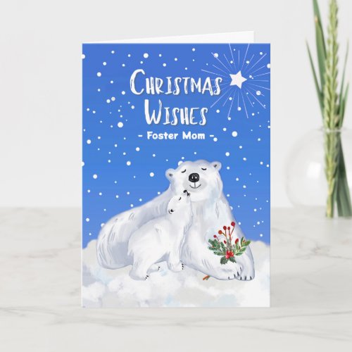 For Foster Mom Christmas Wishes with Polar Bears Card