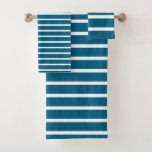 For Fresh Spaces – Deep Blue &amp; White Striped  Bath Towel Set