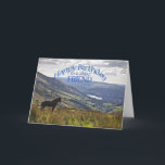 For friend a horse and landscape birthday card<br><div class="desc">A horse stands gazing at a stunning landscape with a lake in the distance. A view from the Lake District in the UK.</div>
