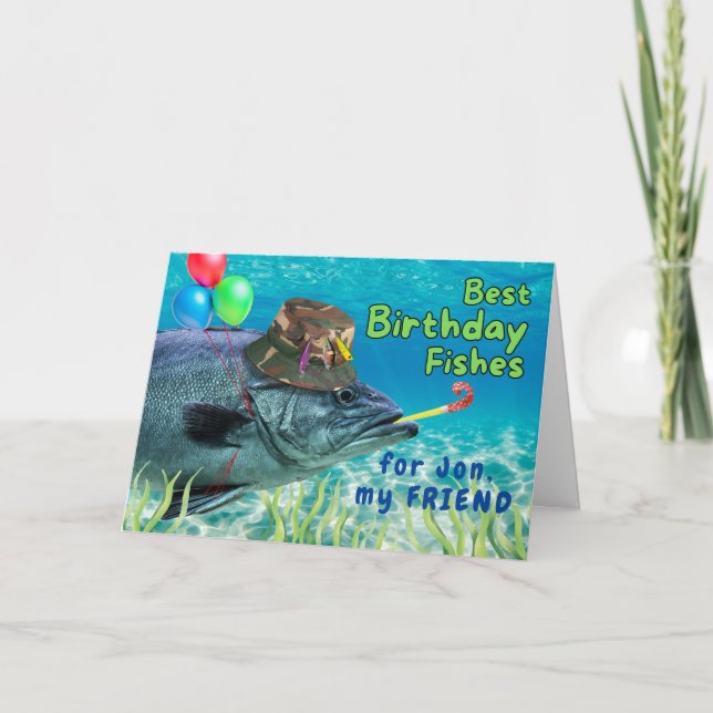 For Friend Birthday Fish Ready to Party Card (Front)