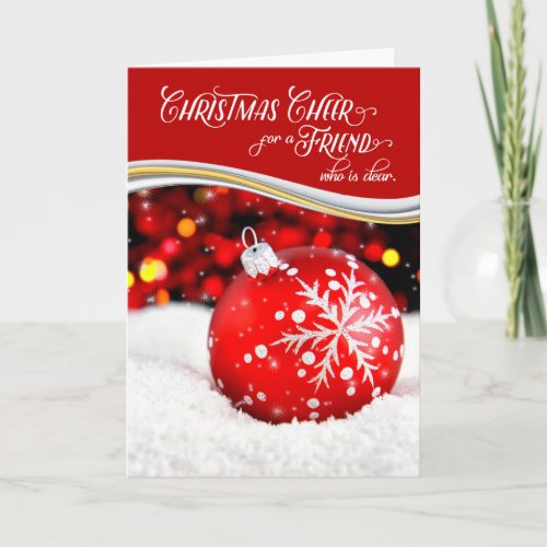 for Friend Christmas Cheer Red Snowflake Ornament Holiday Card