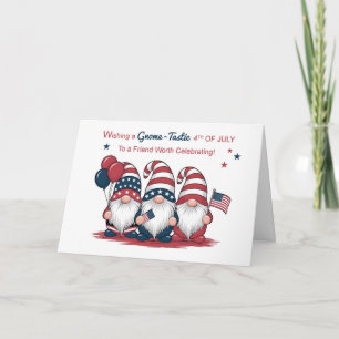 For Friend Fourth of July Cute Patriotic Gnomes Card