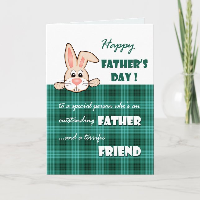 For Friend on Father's Day. Cute Bunny Card (Front)