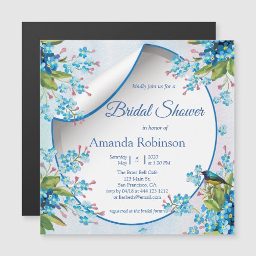 For_get_me_Not in Blue Bridal Shower Magnetic Invitation