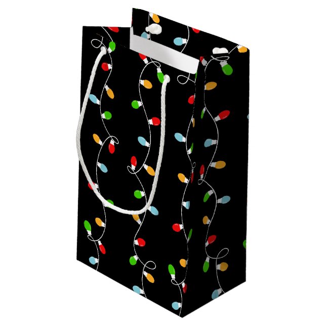 For Gift Christmas Lights Small Gift Bag (Back Angled)